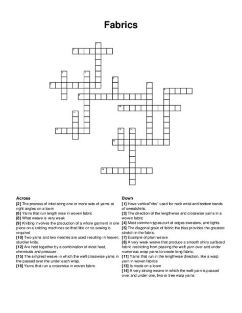type of fabric crossword clue.